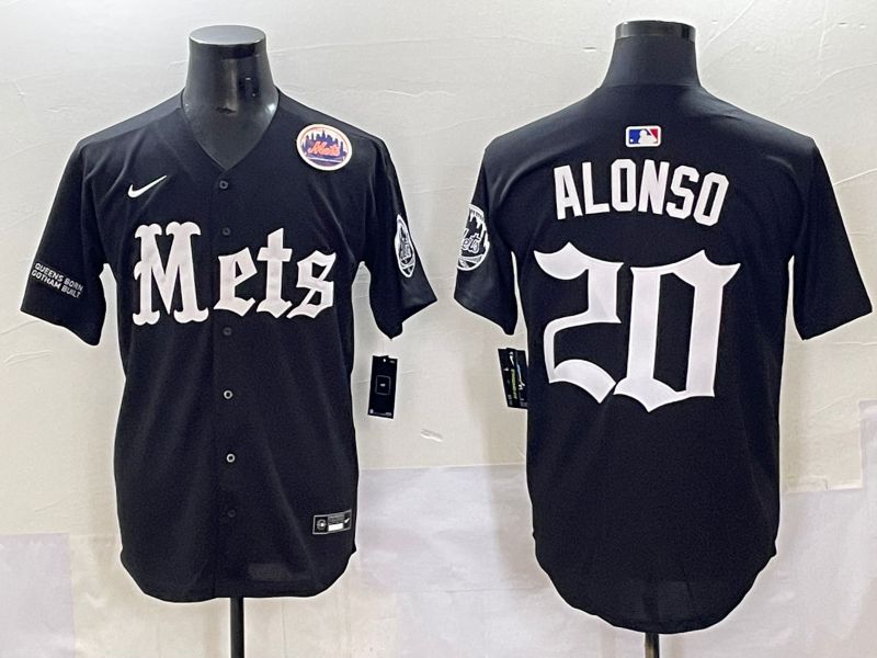 Men 2025 New York Mets #20 Alonso Black Five generations Joint Name Nike MLB Jersey style 14